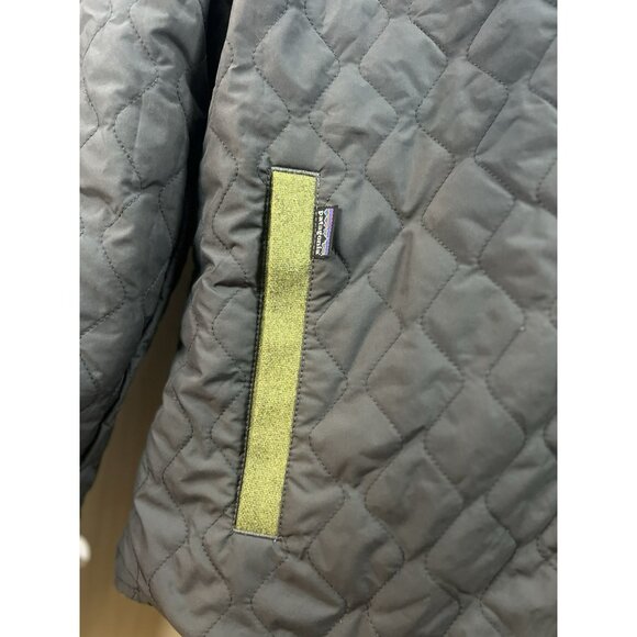 Patagonia Merino Wool Blend Hooded Jacket Reversible Green Gray Quilted Size M - Picture 16 of 16